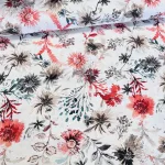 Festett mező: pirosas-barnás virágok dekortextil (digitálisan nyomott)