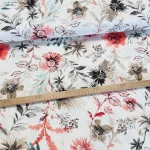 Festett mező: pirosas-barnás virágok dekortextil (digitálisan nyomott)