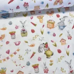 Fehér alapon húsvéti répás nyuszis dekortextil (digitálisan nyomott)