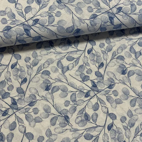 Natúros a. kék sűrű leveles dekortextil (A)