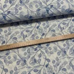 Natúros a. kék sűrű leveles dekortextil (A)