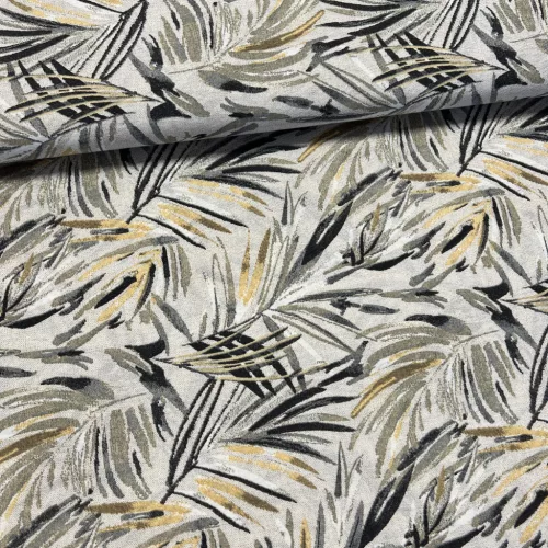 Natúros a. sárga-szürke leveles dekortextil (A)