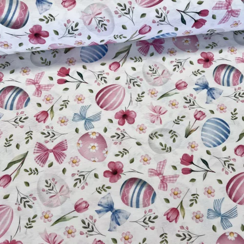 Rózsaszín-kék húsvéti tojások dekortextil