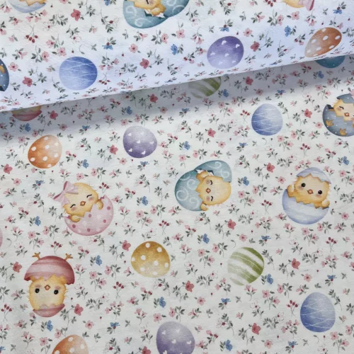 Cuki kiscsibés húsvéti dekortextil (világosabb)