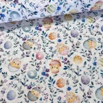 Kiscsibék lilás levelek között dekortextil