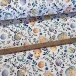 Kiscsibék lilás levelek között dekortextil