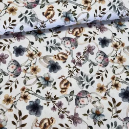   Kiscsibék virágok, szalagok között dekortextil (digitálisan nyomott)