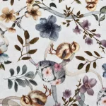 Kiscsibék virágok, szalagok között dekortextil (digitálisan nyomott)