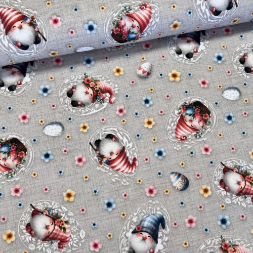 Cuki sapkás-szakállas manós húsvéti dekortextil (digitálisan nyomott)