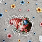 Cuki sapkás-szakállas manós húsvéti dekortextil (digitálisan nyomott)