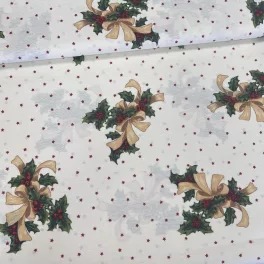   Ekrü alapon karácsonyi mintás IMPREGNÁLT dekortextil (FC)