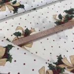 Ekrü alapon karácsonyi mintás IMPREGNÁLT dekortextil (FC)