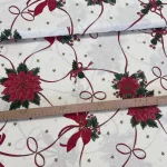 Ekrü a. mikulásvirágos karácsonyi dekortextil (FC)