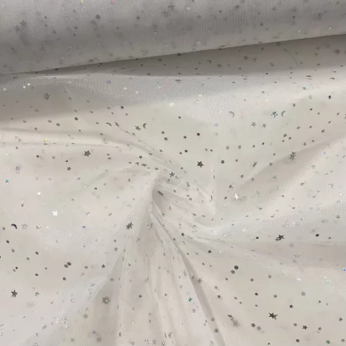 2,73 m EGYBEN KÉRHETŐ Hologramos csillagos fátyol tüll anyag: Fehér a. EZÜST
