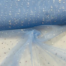 Hologramos csillagos fátyol tüll anyag: Kék