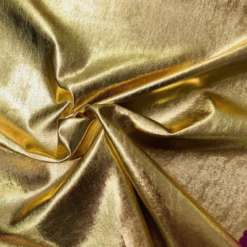 Kicsit gyűrött helyenként: Arany elasztikus fényes lamé (single foil jersey)