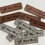 Műbőr Hand made feliratos felvarrható vagy ragasztható címke (5 * 1,5 cm-es)