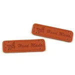 Műbőr Hand made feliratos felvarrható vagy ragasztható címke (5 * 1,5 cm-es)