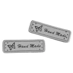 Műbőr Hand made feliratos felvarrható vagy ragasztható címke (5 * 1,5 cm-es)