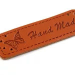 Műbőr Hand made feliratos felvarrható vagy ragasztható címke (5 * 1,5 cm-es)