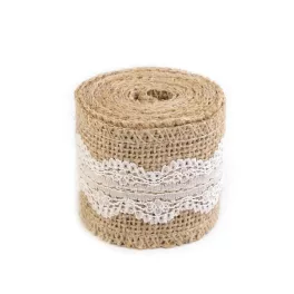   Vintage csipkés juta szalag: középen csipkés (2 m-es kiszerelés)