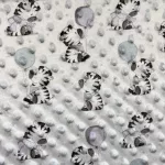 H. kékes-fehéres alapon zebrás-lufis minky plüss