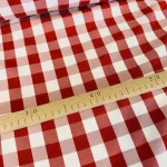 Piros-fehér kockás panama (minimatt) szövet (2 cm-es kockás)
