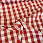Piros-fehér kockás panama (minimatt) szövet (2 cm-es kockás)