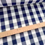 Sötétkék-fehér kockás panama (minimatt) szövet (2 cm-es kockás)