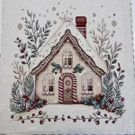 Karácsonyi csillogós szálas panel: Mézeskalács házikó (46*46 cm)
