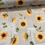 Napraforgós-kis fehér margarétás party vízlepergető szövet