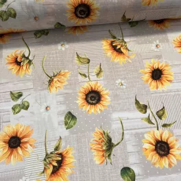   Napraforgós-kis fehér margarétás party vízlepergető szövet