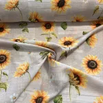 Napraforgós-kis fehér margarétás party vízlepergető szövet