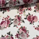 Fehér alapon vintage rózsás party vízlepergető szövet