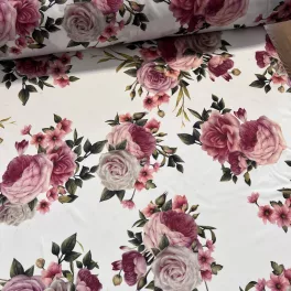 Fehér alapon vintage rózsás party vízlepergető szövet