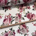Fehér alapon vintage rózsás party vízlepergető szövet