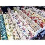 Fehér alapon vintage rózsás party vízlepergető szövet