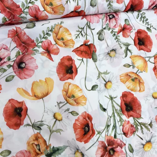 Sárga-piros pipacsos party vízlepergető szövet