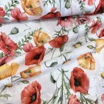 Sárga-piros pipacsos party vízlepergető szövet