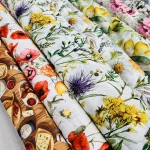 Sárga-piros pipacsos party vízlepergető szövet