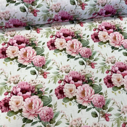 Rózsaszín bazsarózsás vízlepergető szövet