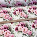 Rózsaszín bazsarózsás vízlepergető szövet