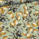 Zöldes alapon citromos - olivás vízlepergető szövet