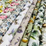 Zöldes alapon citromos - olivás vízlepergető szövet