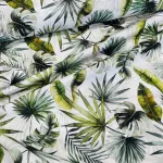 Fehér alapon legyezőpálmás vízlepergető szövet