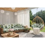 Fehér alapon legyezőpálmás vízlepergető szövet