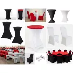 2 m EGYBEN KÉRHETŐ Party székhuzat koktél asztalra- elasztikus szövet rendezvényekre - Fekete