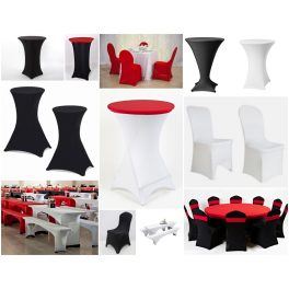   2 m EGYBEN KÉRHETŐ Party székhuzat koktél asztalra- elasztikus szövet rendezvényekre - Fekete