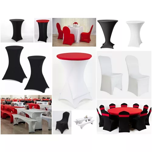 2 m EGYBEN KÉRHETŐ Party székhuzat koktél asztalra- elasztikus szövet rendezvényekre - Fekete