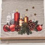 EXTRA AKCIÓS: Karácsonyi plüssös panel: Gyertyás tobozos (46*46 cm)